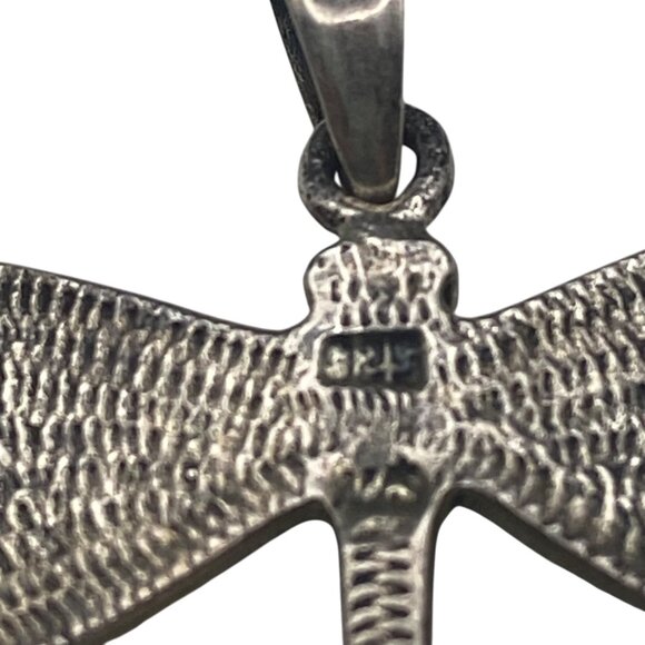 Sterling Silver 925 Dragonfly Pendant Necklace Abalone Shell 18" Chain 4.67g - Picture 6 of 12